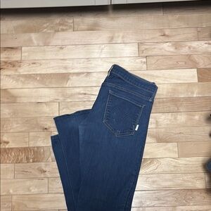 Mother! Blue Straight Leg Jeans with Clean Design